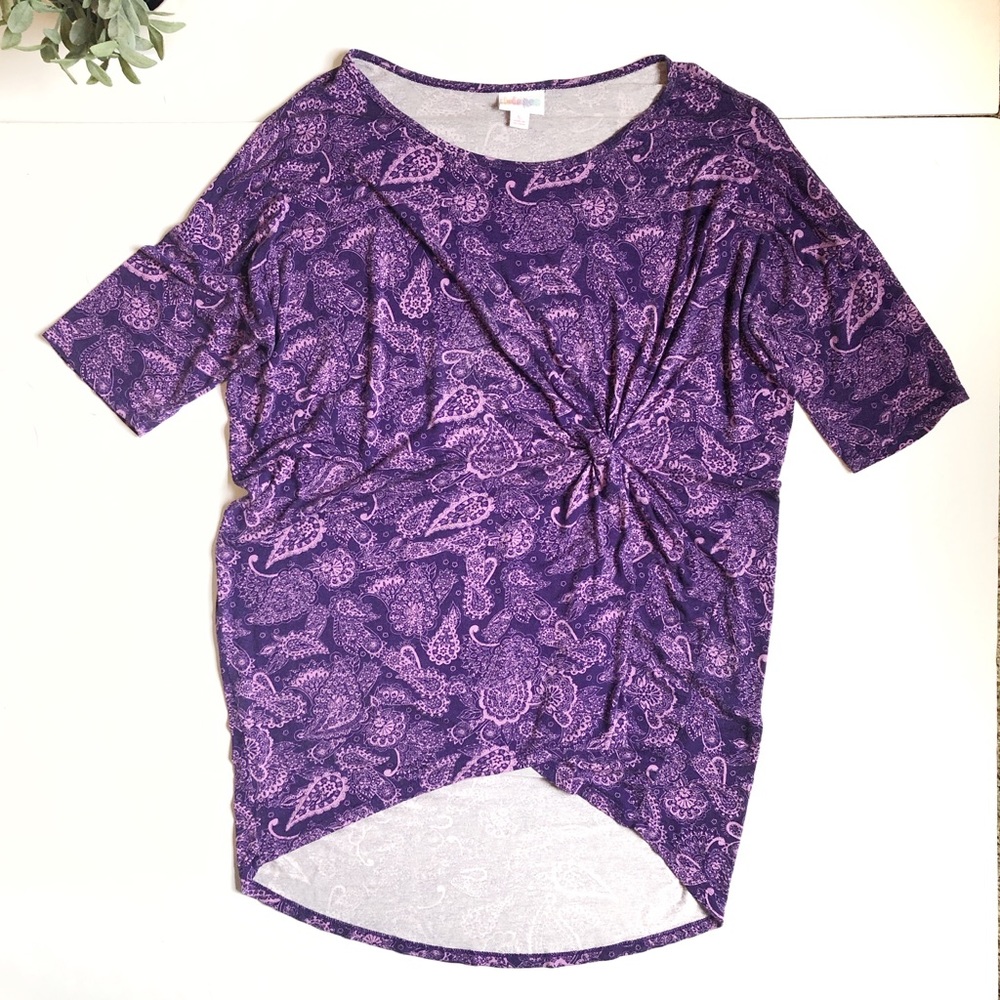 LuLaRoe purple paisley knot shirt top small